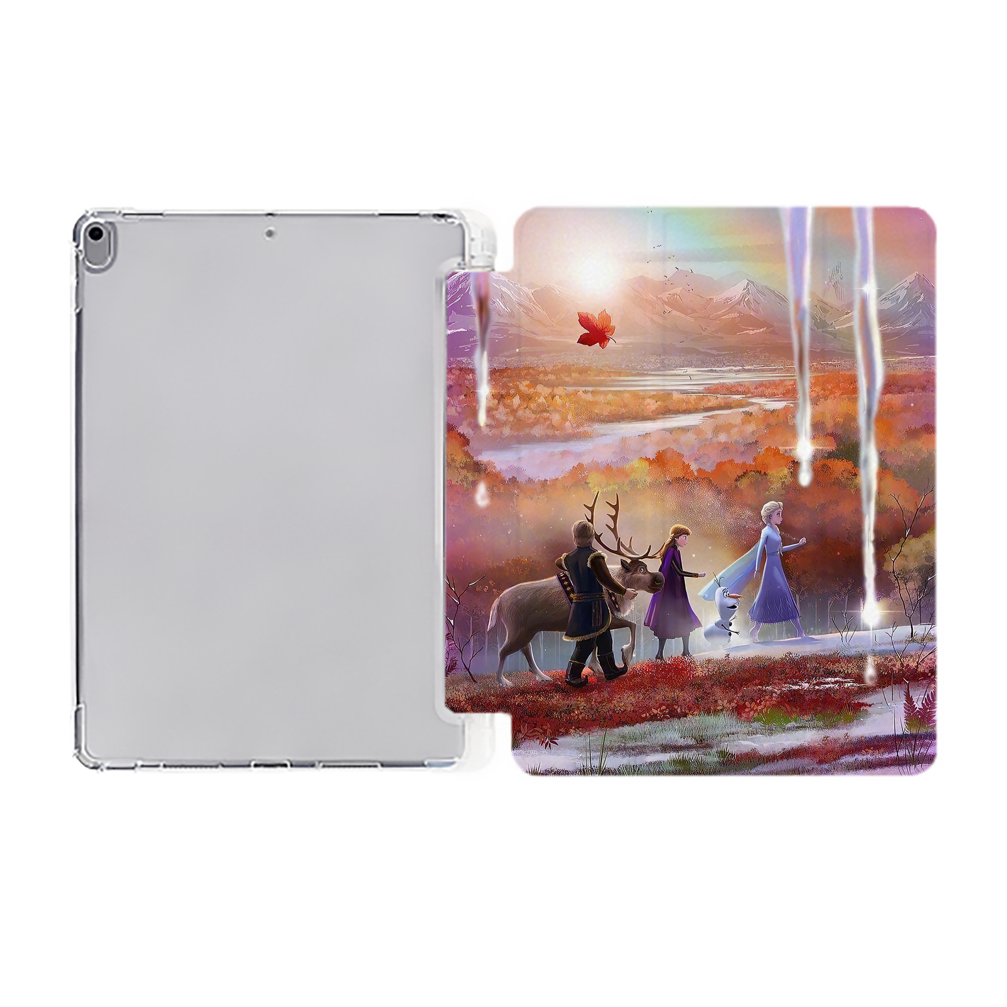 （画像用） アナと雪の女王 アンナ エルサ Frozen Anna Elsa IPad ケース ペン収納付き 三つ折りスタンド PUレザー×シリコン 対応機種9.5/10.5/10.9インチ